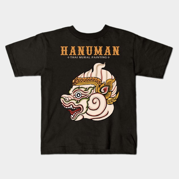 Hanuman Thai Mural Painting Kids T-Shirt by KewaleeTee